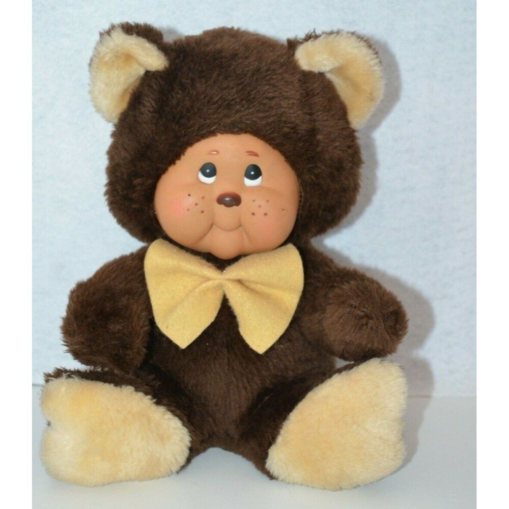 MTY International 11" Plush Bear Plastic Freckled Face Yellow Tie Sitting